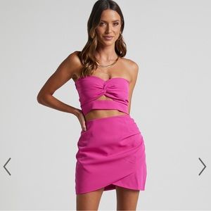 Aumerle Twist Top and Mini Skirt Two Piece Set